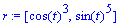 r := [cos(t)^3, sin(t)^5]