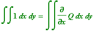 int(int(1,x),y) = int(int(diff(Q,x),x),y)