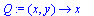 Q := proc (x, y) options operator, arrow; x end proc