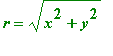 r = sqrt(x^2+y^2)