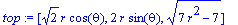 top := [2^(1/2)*r*cos(theta), 2*r*sin(theta), (7*r^2-7)^(1/2)]