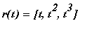 r(t) = [t, t^2, t^3]