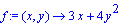f := proc (x, y) options operator, arrow; 3*x+4*y^2...